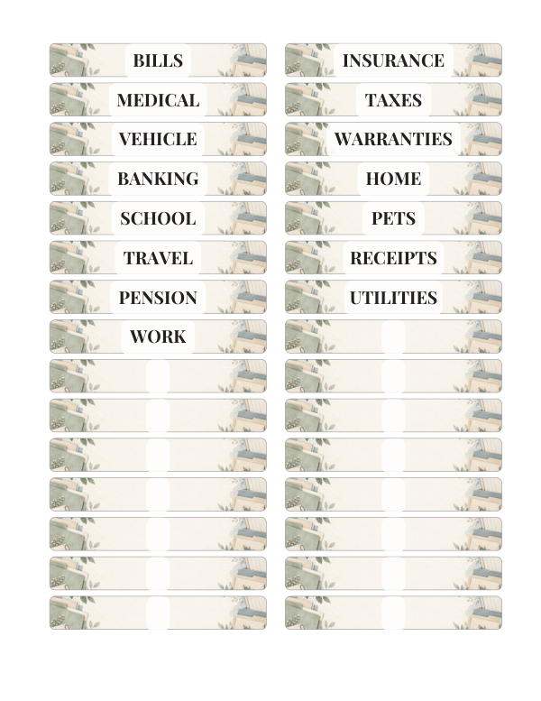 Preview of Printable File Folder Labels