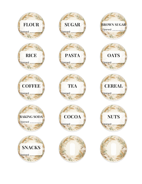 Preview of Printable Pantry Labels