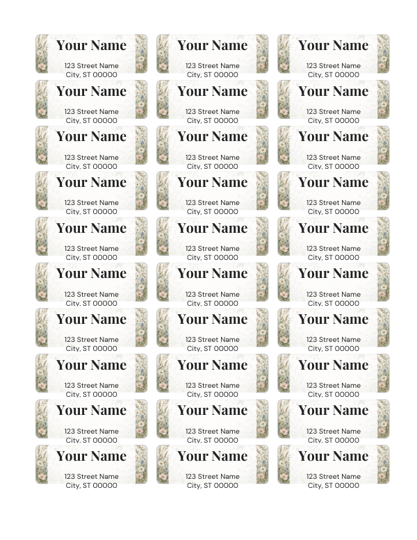 Preview of Printable Return Address Labels