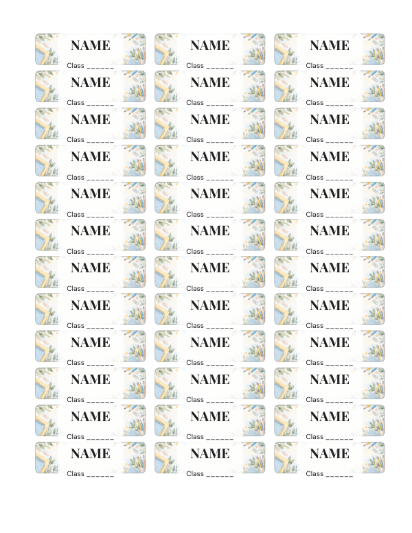 Preview of Printable School Name Labels