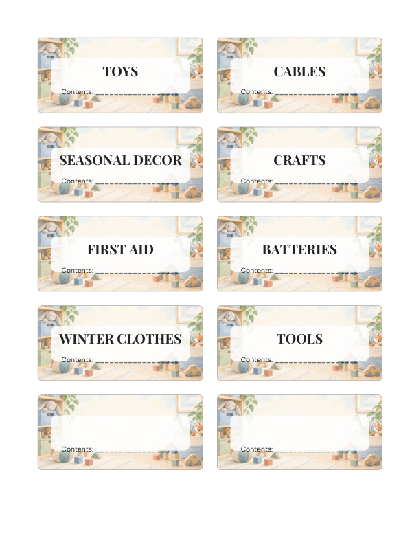 Preview of Printable Storage Bin Labels